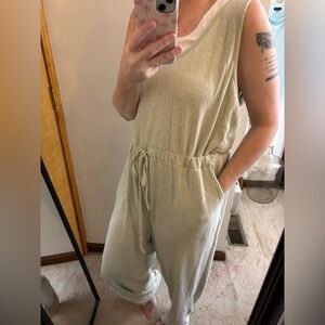NWT 7 For All Mankind Sage Green Soft Knit Weekender Jumpsuit
